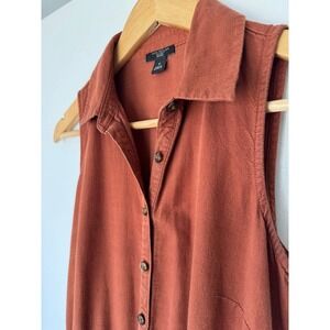 Ann Taylor Rust Button-Front Sleeveless Jumpsuit